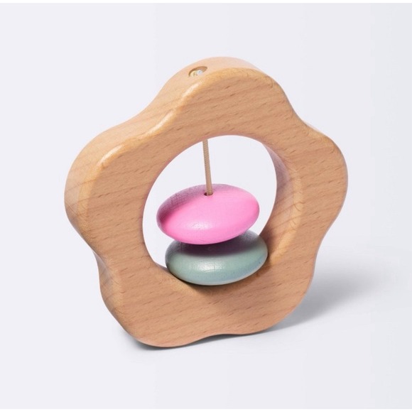 Cloud Island Wooden Flower Baby Rattle Spinner Toy 0–6M Unisex‎ NEW - Picture 1 of 5